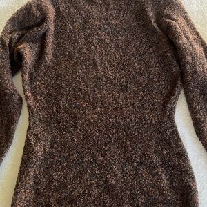 Express Dark Brown Cowl Neck Sweater Boucle Knit.  STretCHY
